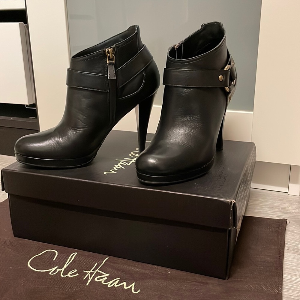 Cole Haan black leather bootie